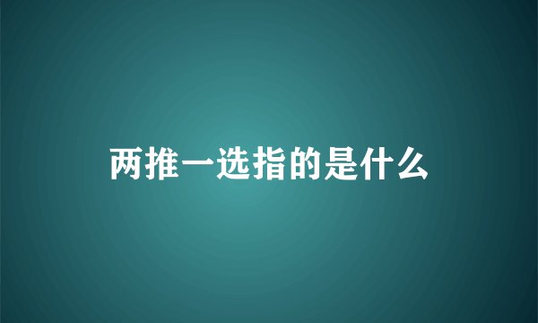 两推一选指的是什么