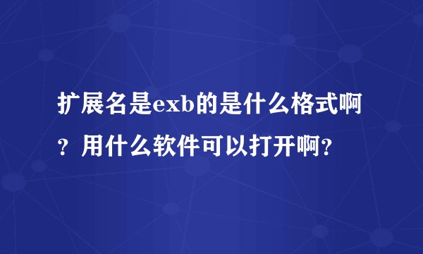 扩展名是exb的是什么格式啊？用什么软件可以打开啊？