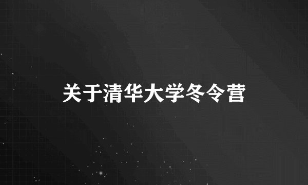 关于清华大学冬令营
