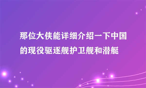 那位大侠能详细介绍一下中国的现役驱逐舰护卫舰和潜艇