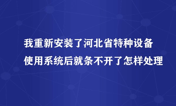 我重新安装了河北省特种设备使用系统后就条不开了怎样处理