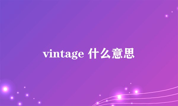 vintage 什么意思