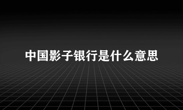 中国影子银行是什么意思