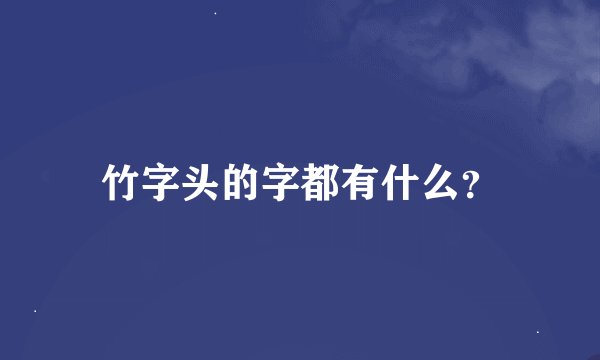 竹字头的字都有什么？