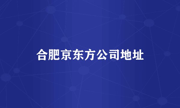 合肥京东方公司地址