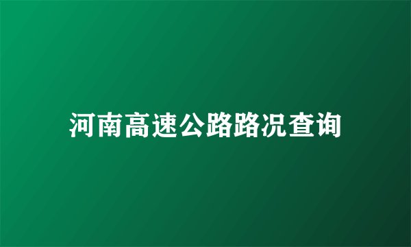 河南高速公路路况查询