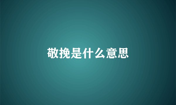 敬挽是什么意思