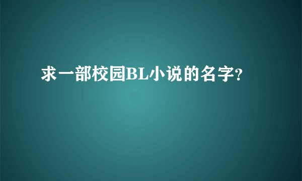 求一部校园BL小说的名字？