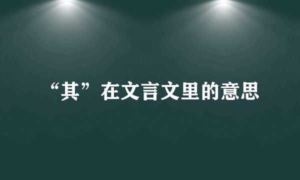 “其”在文言文里的意思