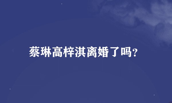 蔡琳高梓淇离婚了吗？