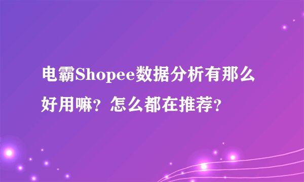 电霸Shopee数据分析有那么好用嘛？怎么都在推荐？
