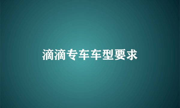 滴滴专车车型要求
