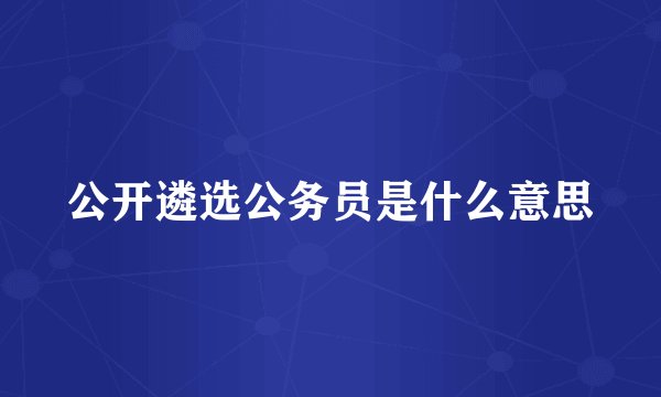 公开遴选公务员是什么意思