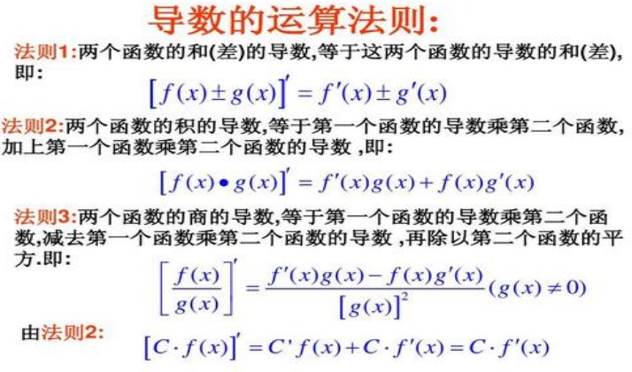 导数的四则运算法则