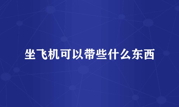 坐飞机可以带些什么东西