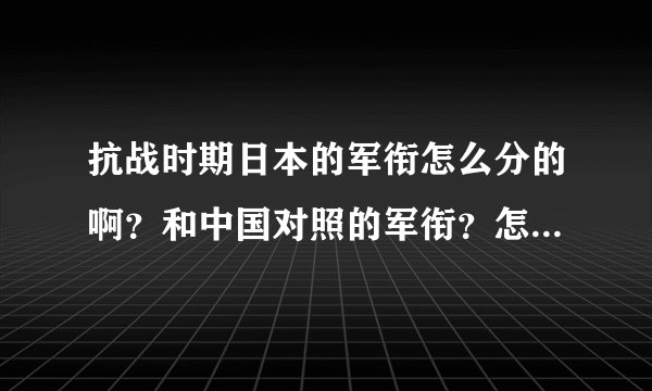 抗战时期日本的军衔怎么分的啊？和中国对照的军衔？怎么称呼的？
