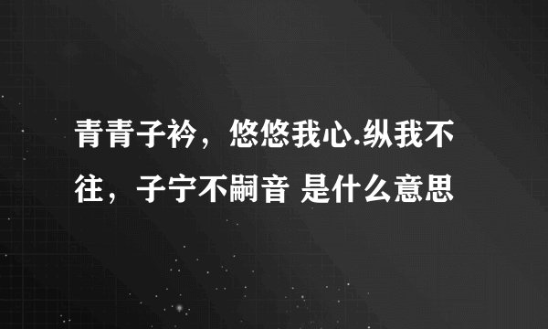 青青子衿，悠悠我心.纵我不往，子宁不嗣音 是什么意思