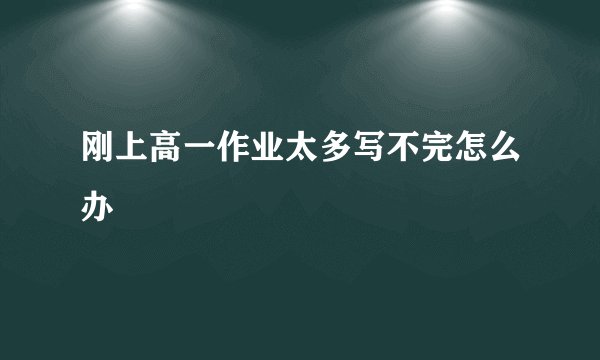 刚上高一作业太多写不完怎么办