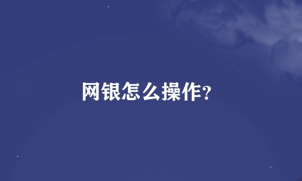 网银怎么操作？