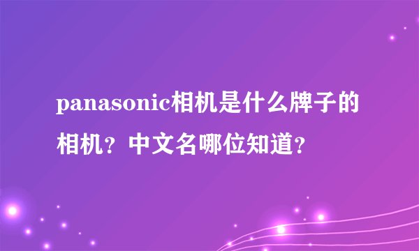 panasonic相机是什么牌子的相机？中文名哪位知道？