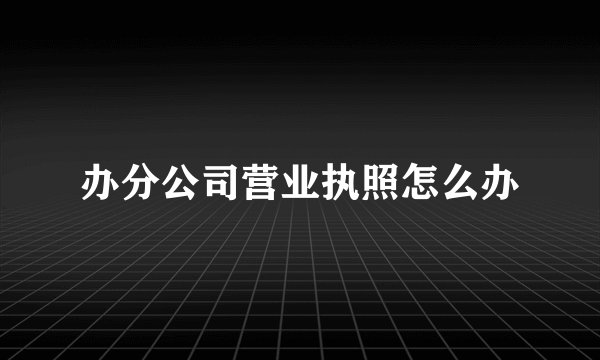 办分公司营业执照怎么办