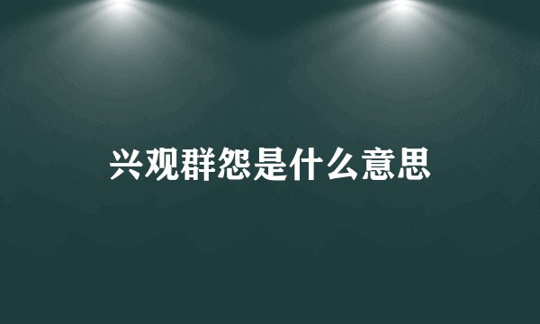 兴观群怨是什么意思