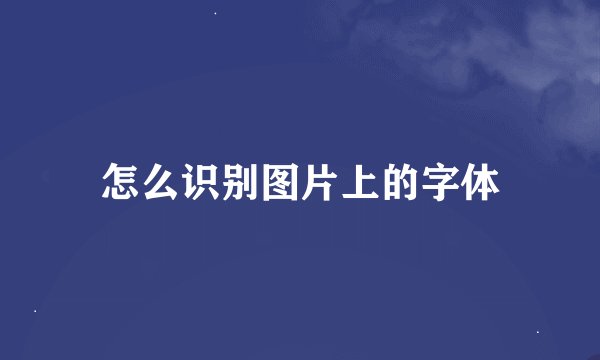 怎么识别图片上的字体