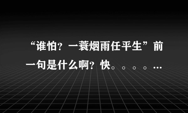“谁怕？一蓑烟雨任平生”前一句是什么啊？快。。。。。急！！！
