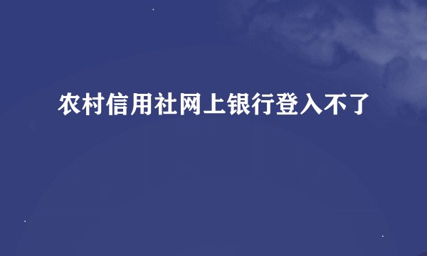 农村信用社网上银行登入不了