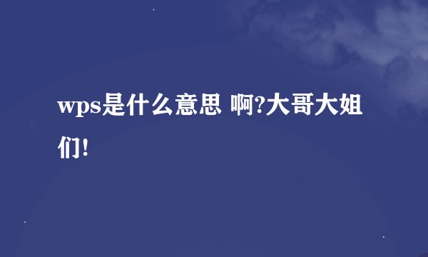 wps是什么意思 啊?大哥大姐们!