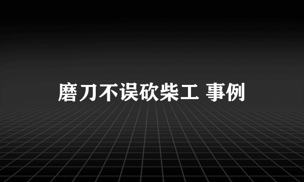 磨刀不误砍柴工 事例