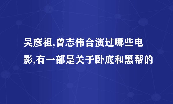 吴彦祖,曾志伟合演过哪些电影,有一部是关于卧底和黑帮的