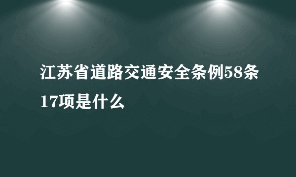 江苏省道路交通安全条例58条17项是什么