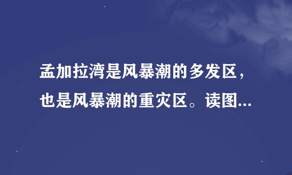 孟加拉湾是风暴潮的多发区，也是风暴潮的重灾区。读图，联系已学知识，分析下列问题。  （1）推测孟加拉