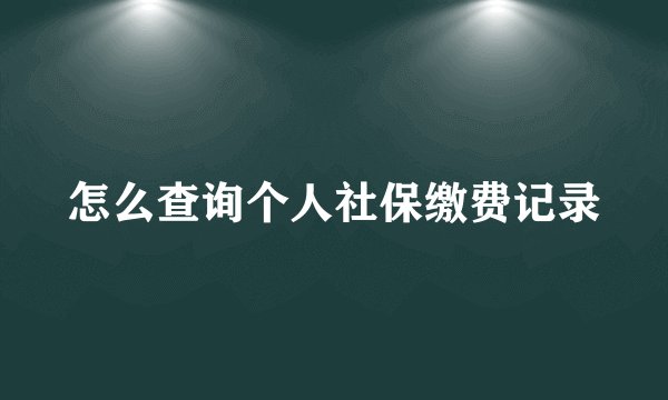怎么查询个人社保缴费记录