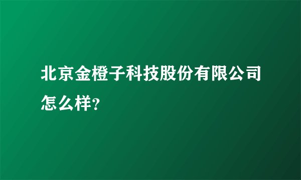 北京金橙子科技股份有限公司怎么样？