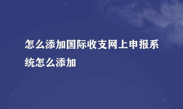 怎么添加国际收支网上申报系统怎么添加