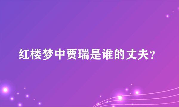 红楼梦中贾瑞是谁的丈夫？