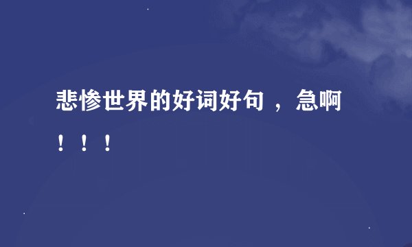 悲惨世界的好词好句 ，急啊！！！