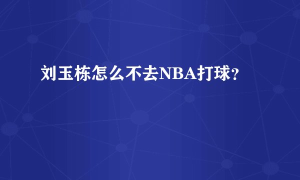 刘玉栋怎么不去NBA打球？