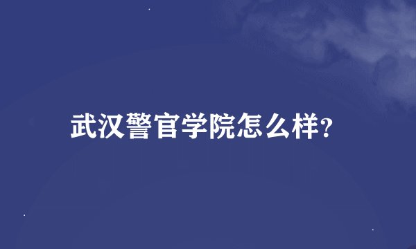 武汉警官学院怎么样？