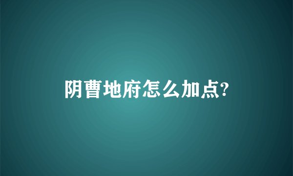 阴曹地府怎么加点?