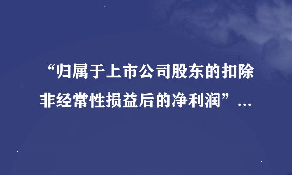 “归属于上市公司股东的扣除非经常性损益后的净利润”，麻烦高手指点