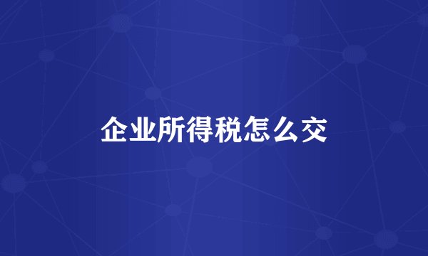 企业所得税怎么交