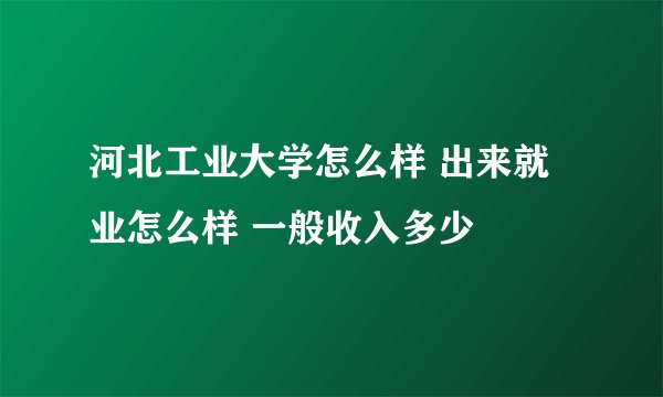 河北工业大学怎么样 出来就业怎么样 一般收入多少