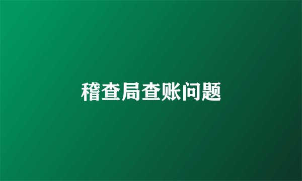 稽查局查账问题