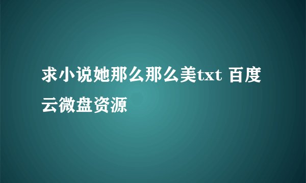 求小说她那么那么美txt 百度云微盘资源