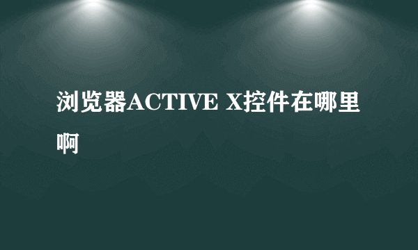 浏览器ACTIVE X控件在哪里啊