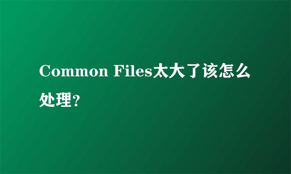 Common Files太大了该怎么处理？