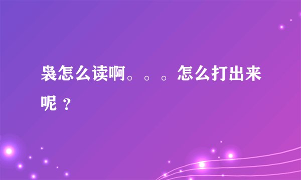 袅怎么读啊。。。怎么打出来呢 ？